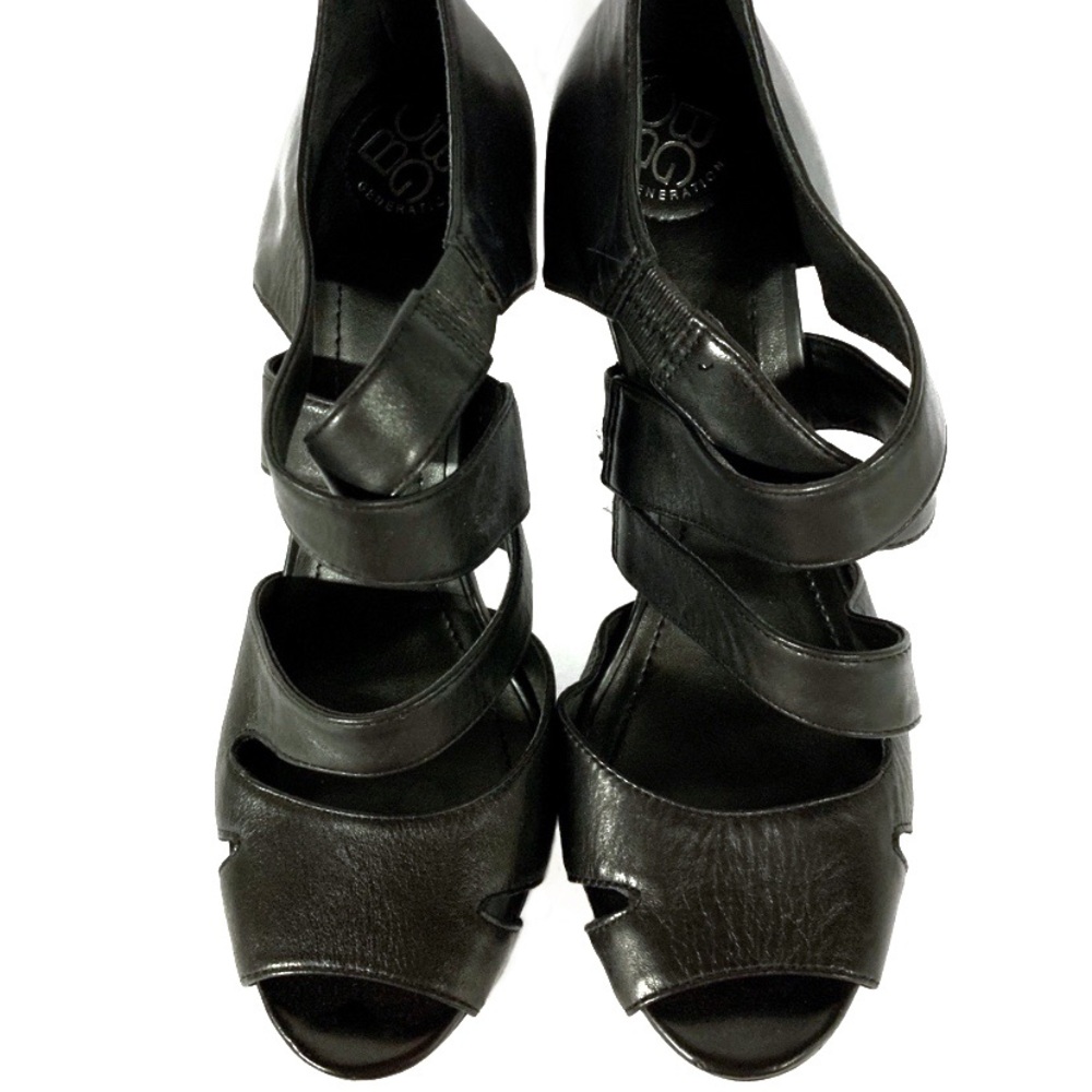Bcbgeneration Strappy Leather Platform Heels Black - image 5